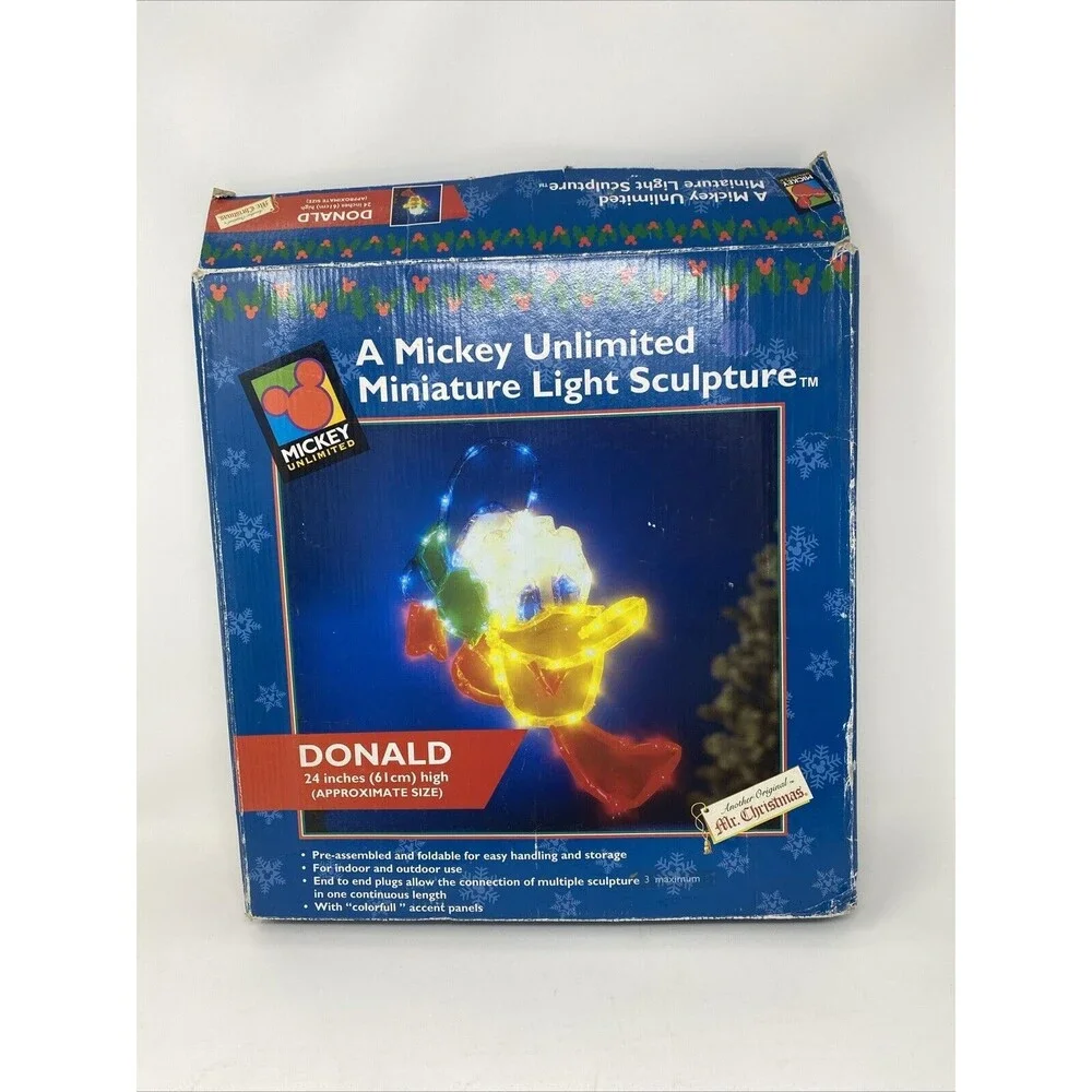 Vintage 1998 Donald Duck Miniature Light‎ Sculpture Christmas Mickey Unlimited
